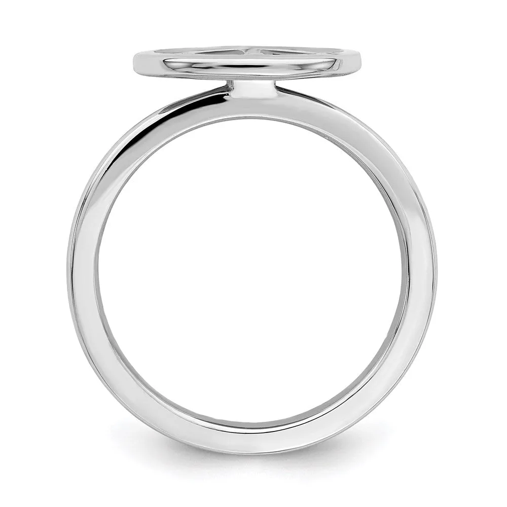Stackable Expressions Jewelry SS Stackable Expressions Polished Black Enameled Peace Sign Ring | QSK126