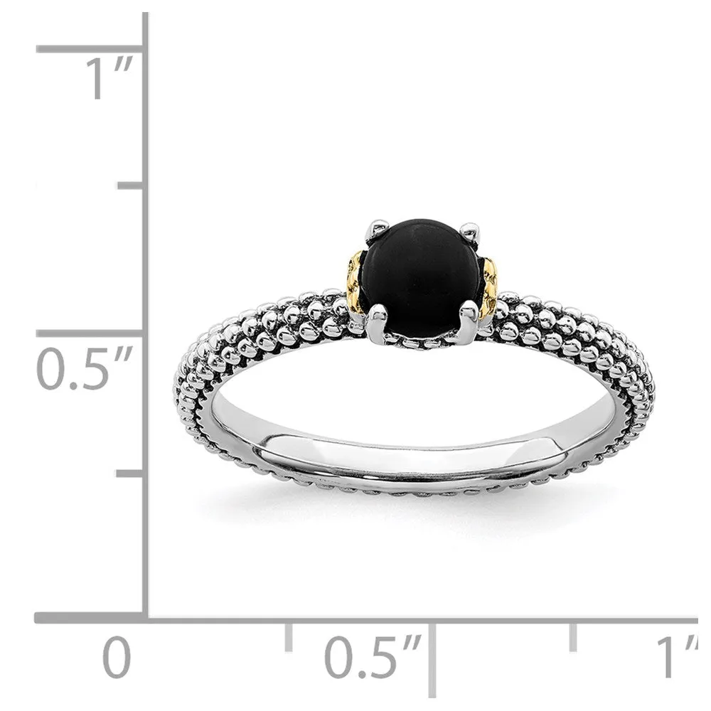 Stackable Expressions Jewelry Sterling Silver & 14k Stackable Expressions Onyx Antiqued Ring | QSK851
