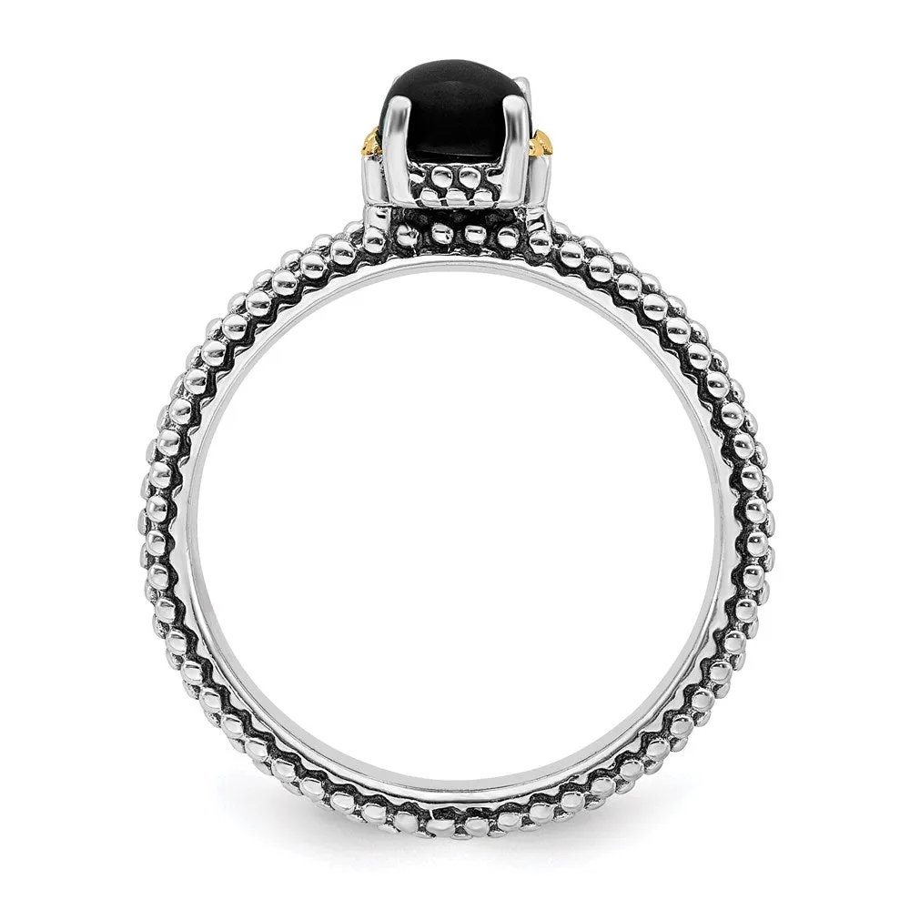 Stackable Expressions Jewelry Sterling Silver & 14k Stackable Expressions Onyx Antiqued Ring | QSK851