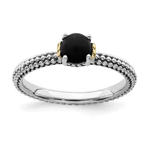 Stackable Expressions Jewelry Sterling Silver & 14k Stackable Expressions Onyx Antiqued Ring | QSK851