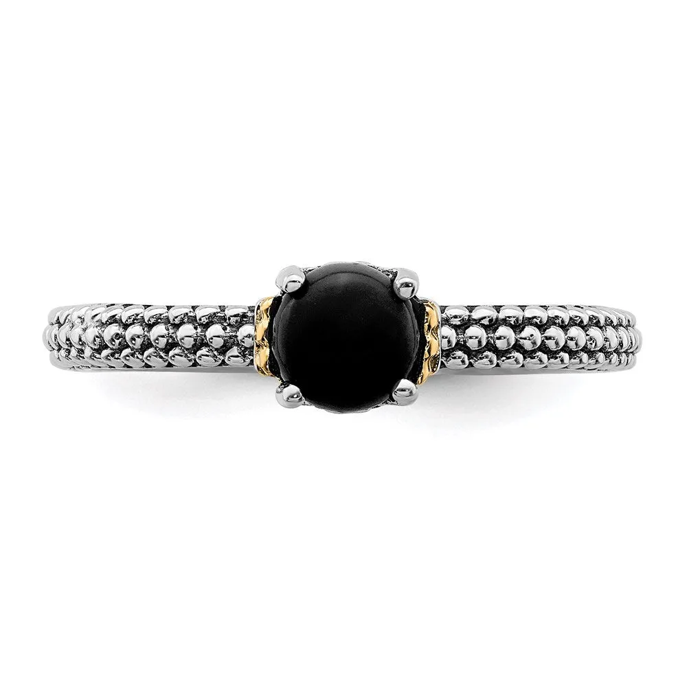 Stackable Expressions Jewelry Sterling Silver & 14k Stackable Expressions Onyx Antiqued Ring | QSK851