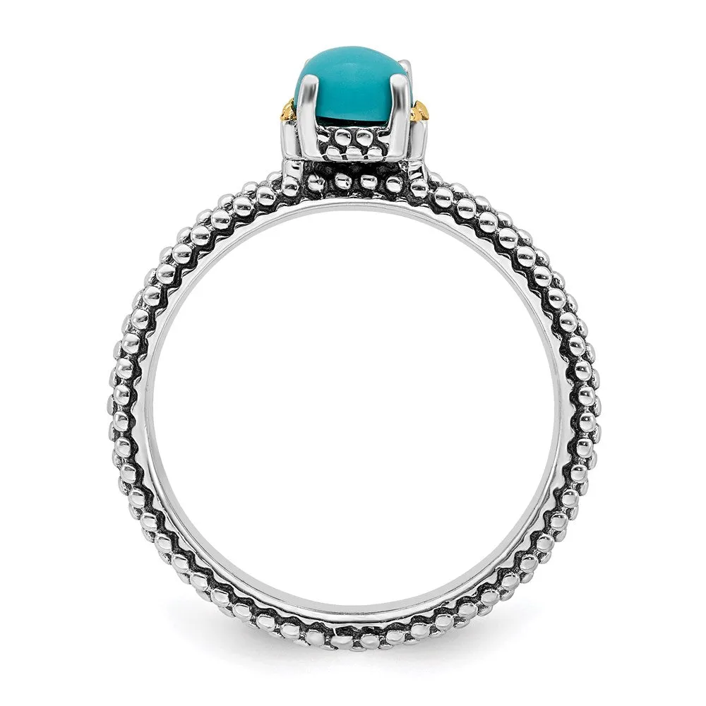 Stackable Expressions Jewelry Sterling Silver & 14k Stackable Expressions Turquoise Antiqued Ring | QSK855