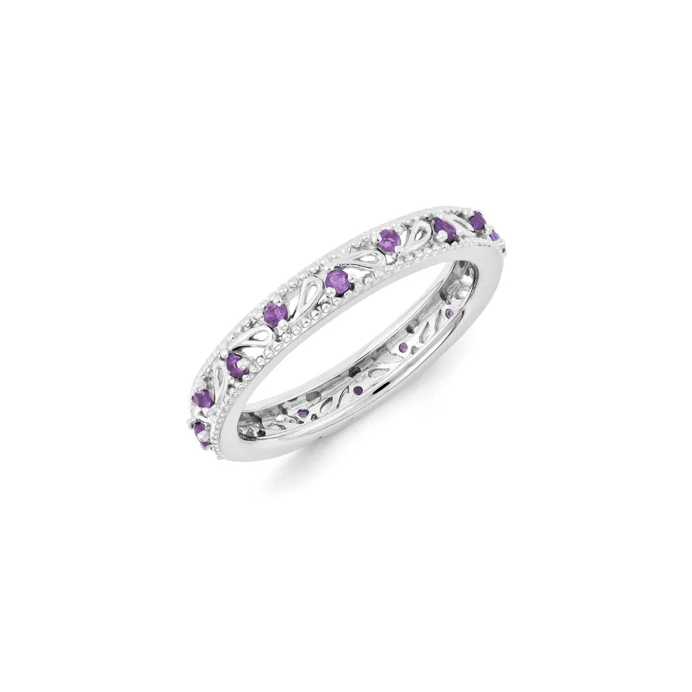 Stackable Expressions Jewelry Sterling Silver Stackable Expressions Amethyst Ring | QSK1234