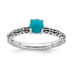 Stackable Expressions Jewelry Sterling Silver Stackable Expressions Antiqued Turquoise Ring | QSK625