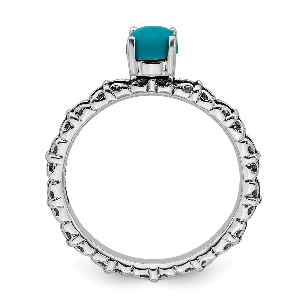 Stackable Expressions Jewelry Sterling Silver Stackable Expressions Antiqued Turquoise Ring | QSK625