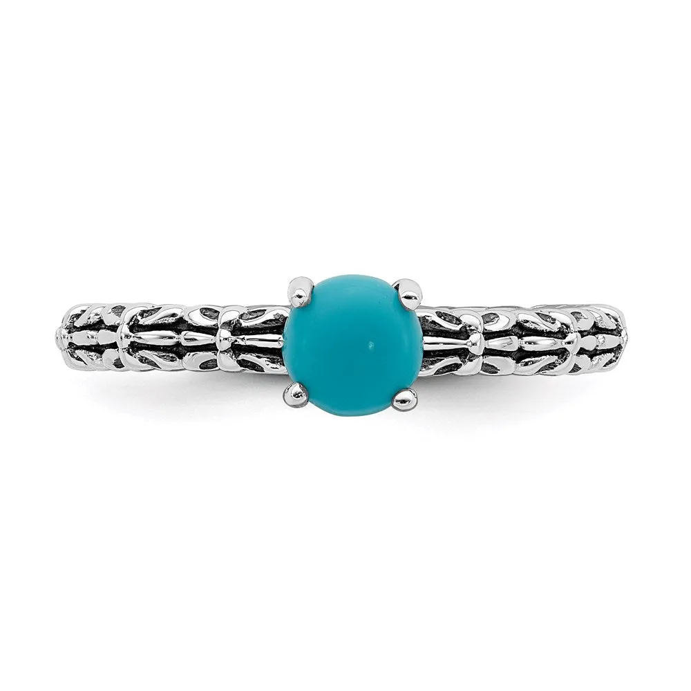 Stackable Expressions Jewelry Sterling Silver Stackable Expressions Antiqued Turquoise Ring | QSK625
