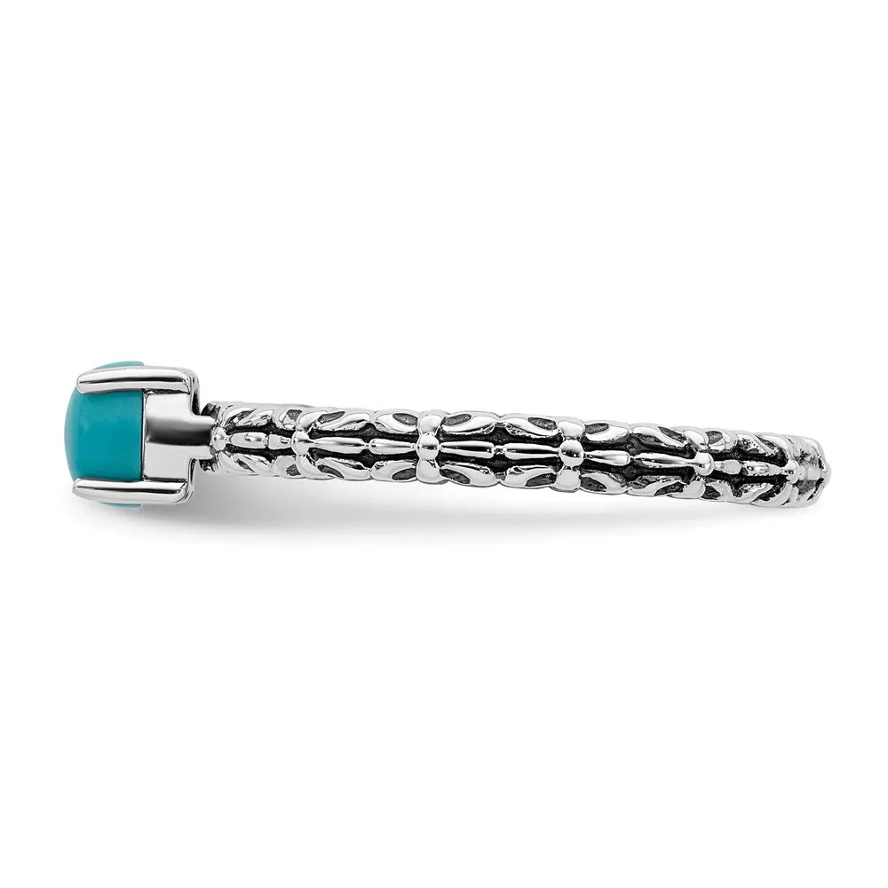Stackable Expressions Jewelry Sterling Silver Stackable Expressions Antiqued Turquoise Ring | QSK625