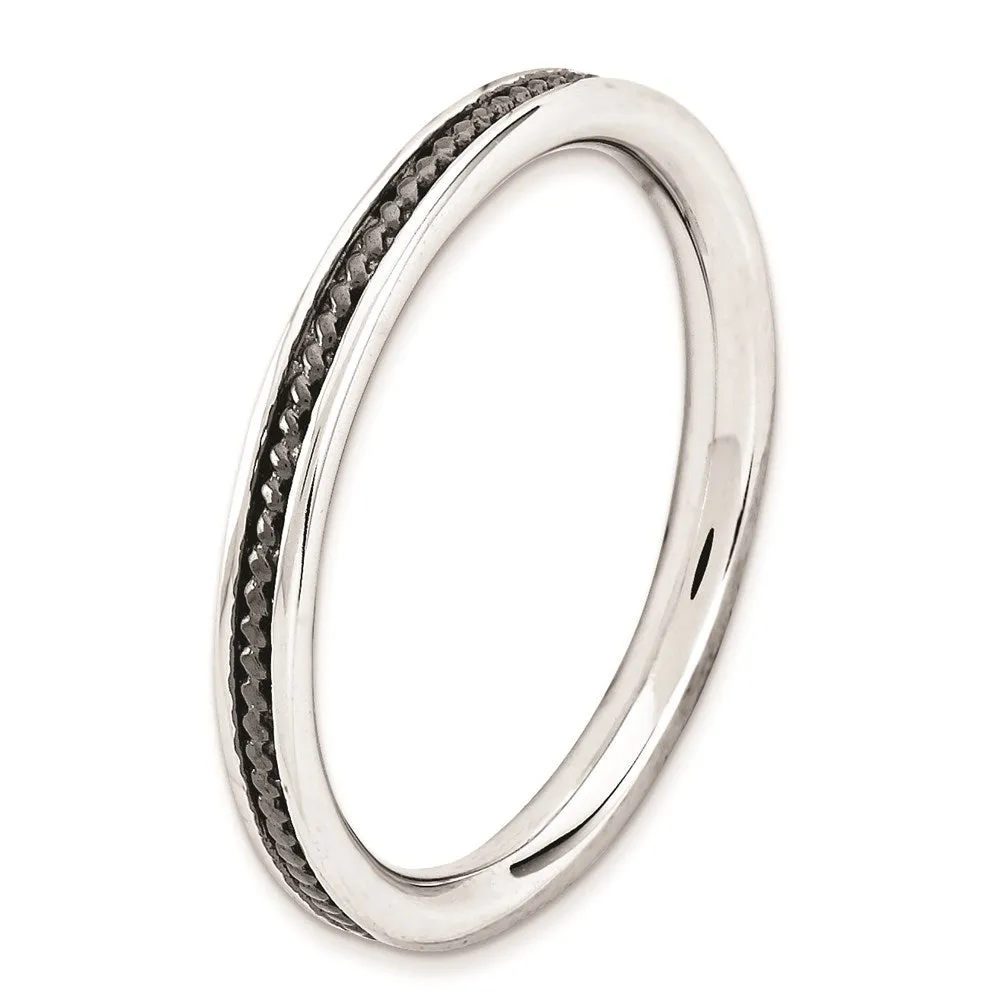 Stackable Expressions Jewelry Sterling Silver Stackable Expressions Black-plated Channeled Ring | QSK1620