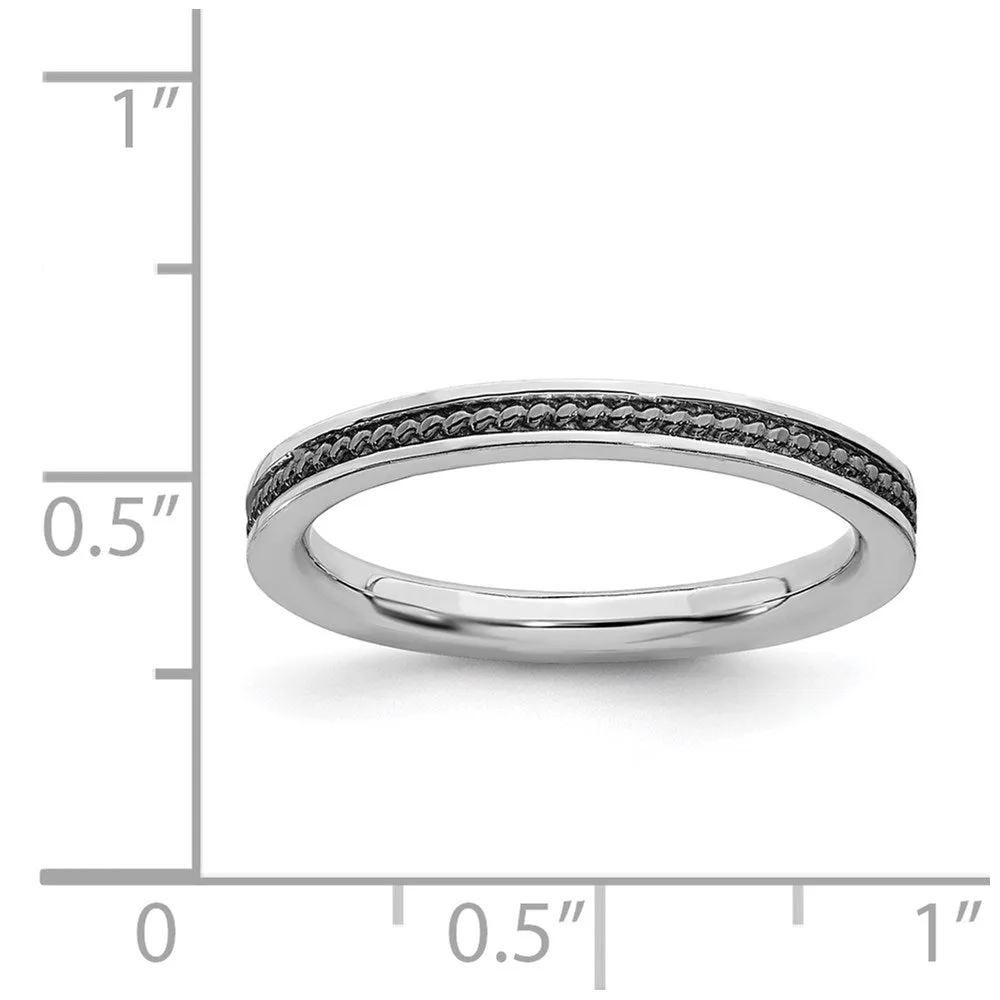 Stackable Expressions Jewelry Sterling Silver Stackable Expressions Black-plated Channeled Ring | QSK1620
