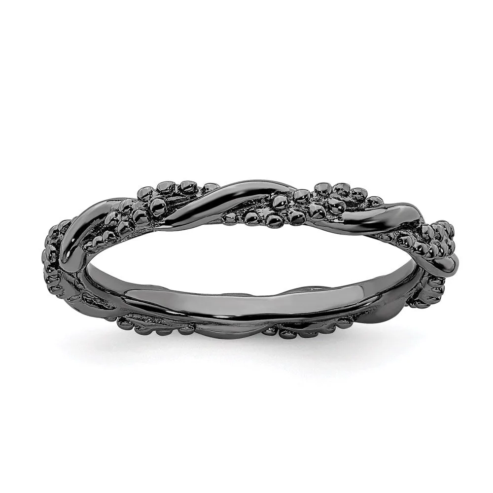 Stackable Expressions Jewelry Sterling Silver Stackable Expressions Black-plated Twist Ring | QSK2003