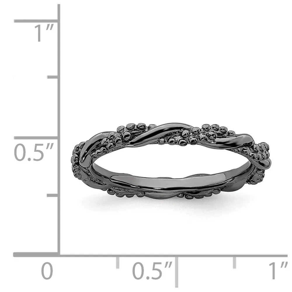 Stackable Expressions Jewelry Sterling Silver Stackable Expressions Black-plated Twist Ring | QSK2003
