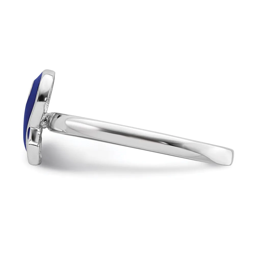 Stackable Expressions Jewelry Sterling Silver Stackable Expressions Blue Enameled Awareness Ribbon Ring | QSK939