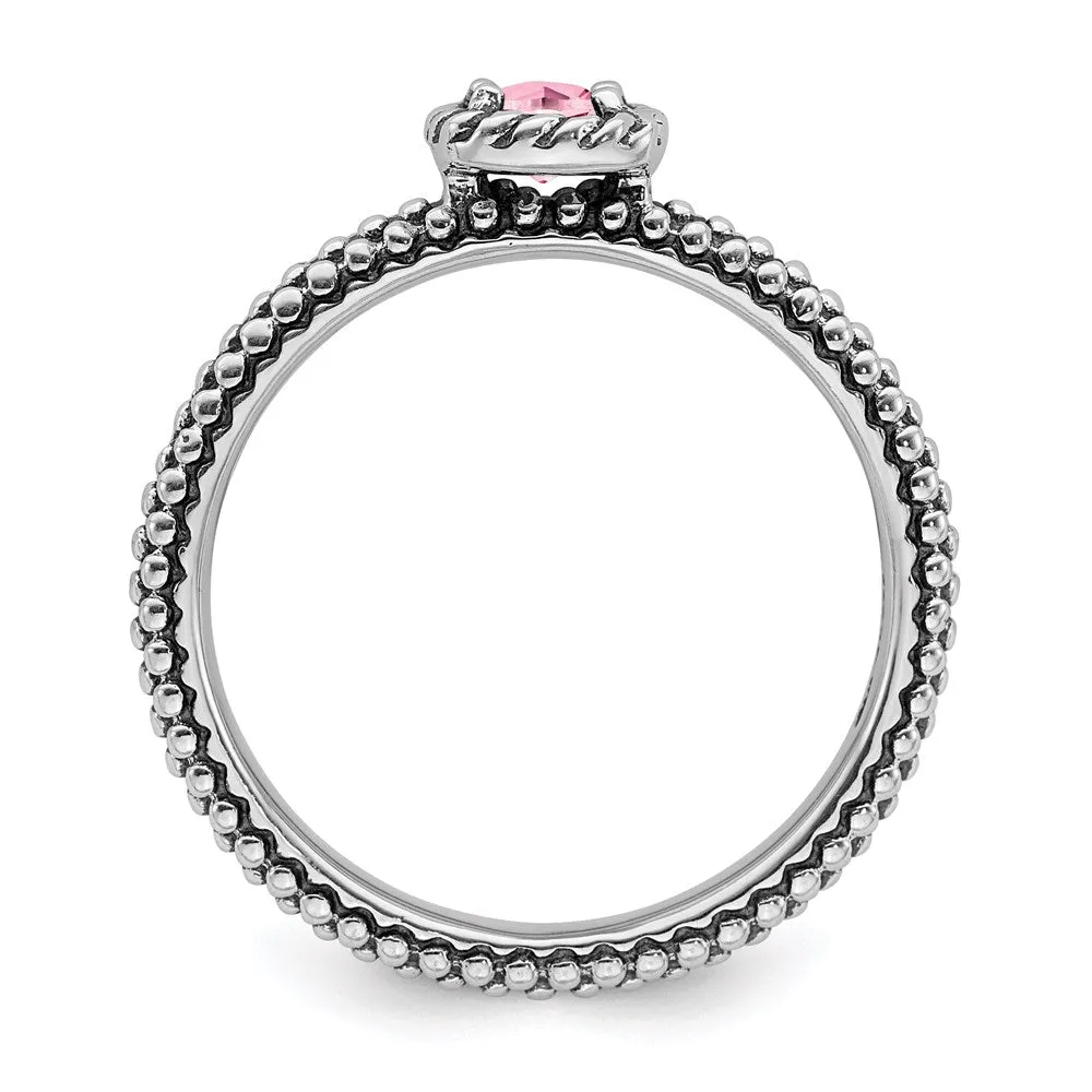 Stackable Expressions Jewelry Sterling Silver Stackable Expressions Checker-cut Pink Tourmaline Ring | QSK823