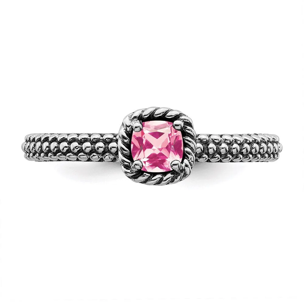 Stackable Expressions Jewelry Sterling Silver Stackable Expressions Checker-cut Pink Tourmaline Ring | QSK823