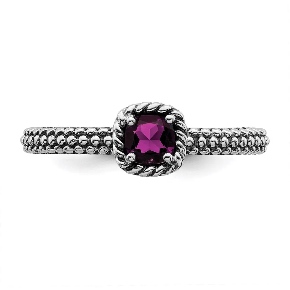 Stackable Expressions Jewelry Sterling Silver Stackable Expressions Checker-cut Rhodolite Garnet Ring | QSK746