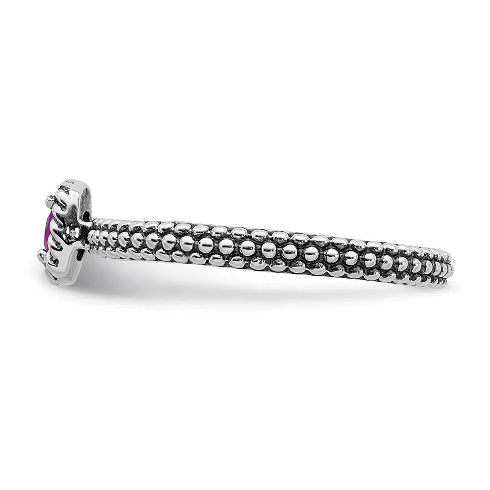 Stackable Expressions Jewelry Sterling Silver Stackable Expressions Checker-cut Rhodolite Garnet Ring | QSK746