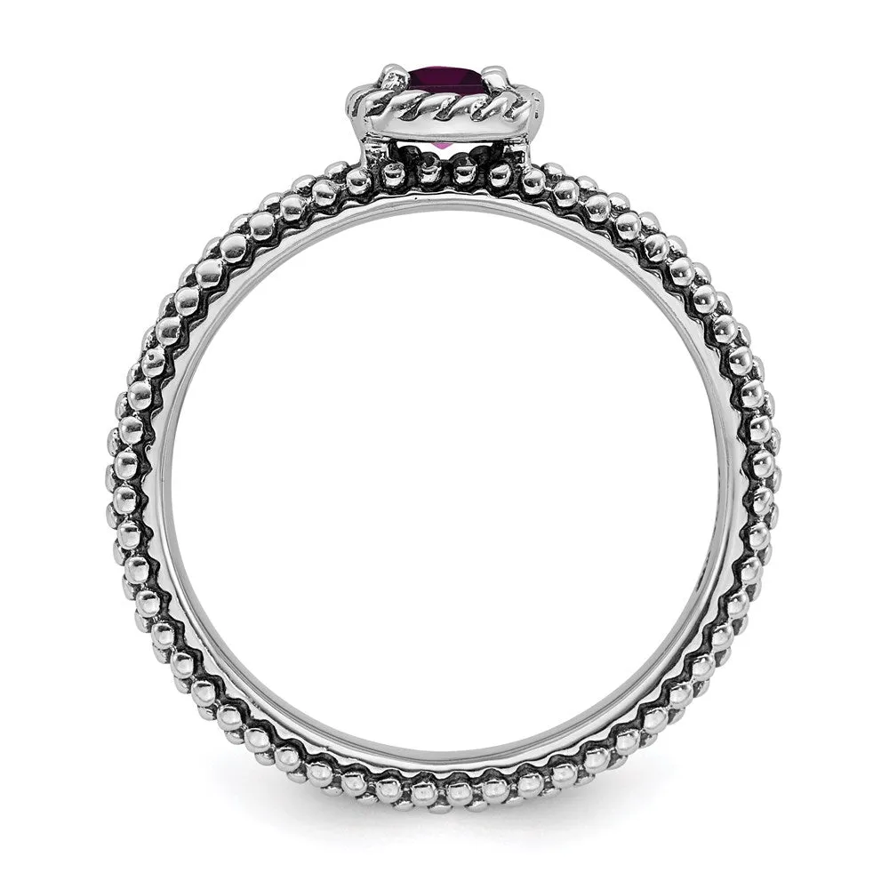 Stackable Expressions Jewelry Sterling Silver Stackable Expressions Checker-cut Rhodolite Garnet Ring | QSK746