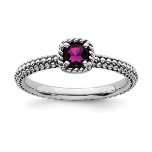 Stackable Expressions Jewelry Sterling Silver Stackable Expressions Checker-cut Rhodolite Garnet Ring | QSK746