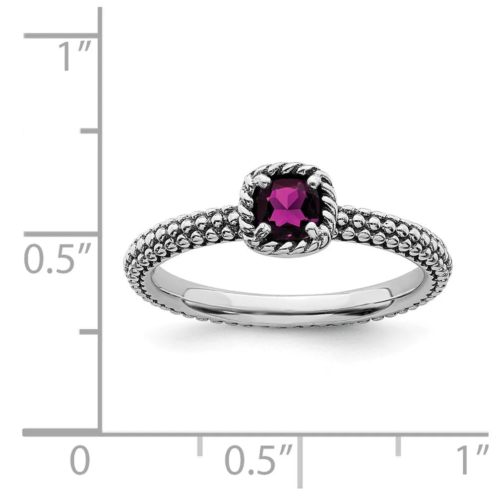 Stackable Expressions Jewelry Sterling Silver Stackable Expressions Checker-cut Rhodolite Garnet Ring | QSK746
