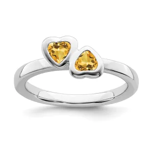 Stackable Expressions Jewelry Sterling Silver Stackable Expressions Citrine Double Heart Ring | QSK408