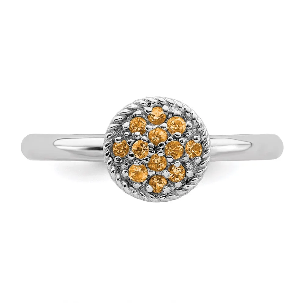 Stackable Expressions Jewelry Sterling Silver Stackable Expressions Citrine Rhodium Ring | QSK320