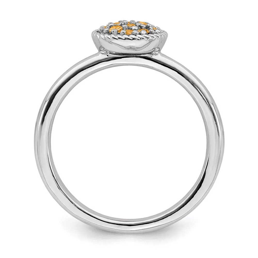 Stackable Expressions Jewelry Sterling Silver Stackable Expressions Citrine Rhodium Ring | QSK320