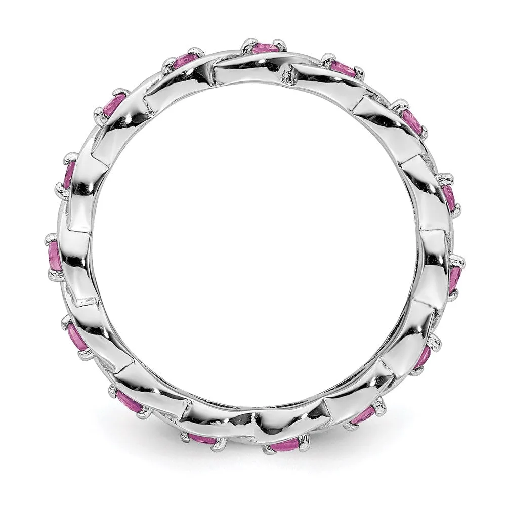 Stackable Expressions Jewelry Sterling Silver Stackable Expressions Created Pink Sapphire Ring | QSK1479