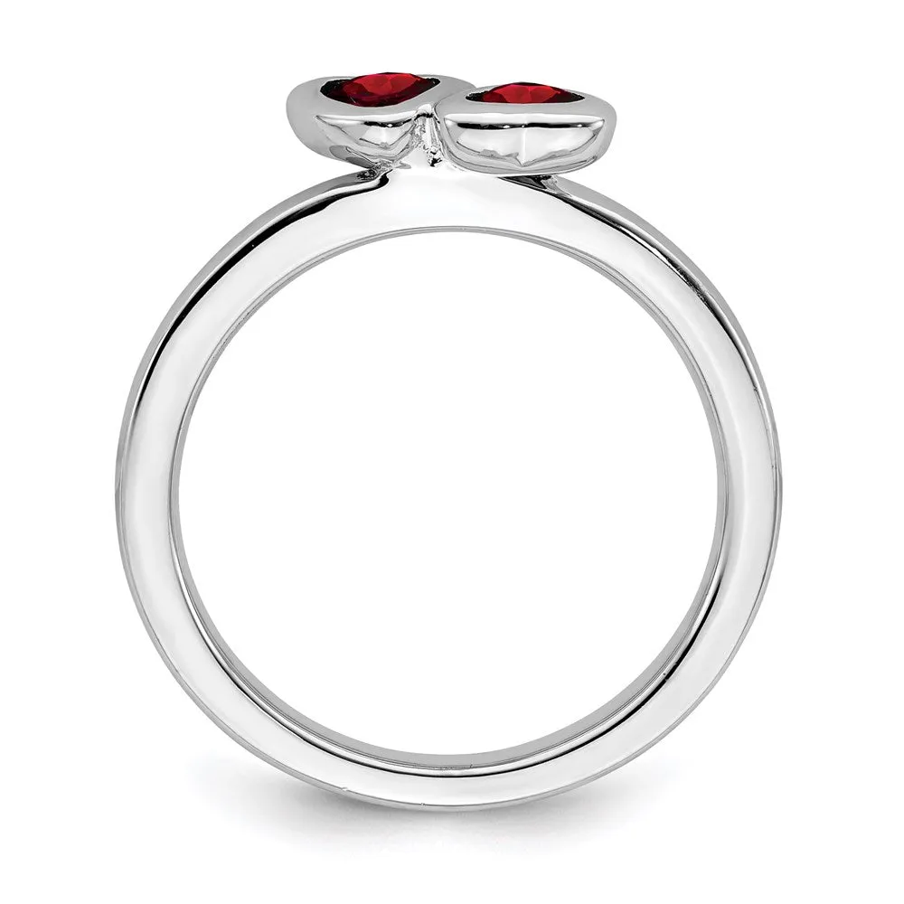 Stackable Expressions Jewelry Sterling Silver Stackable Expressions Garnet Double Heart Ring | QSK398