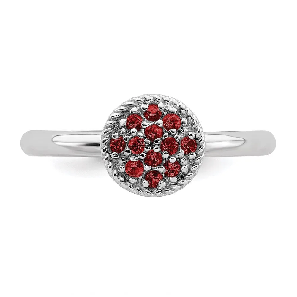 Stackable Expressions Jewelry Sterling Silver Stackable Expressions Garnet Rhodium Ring | QSK321