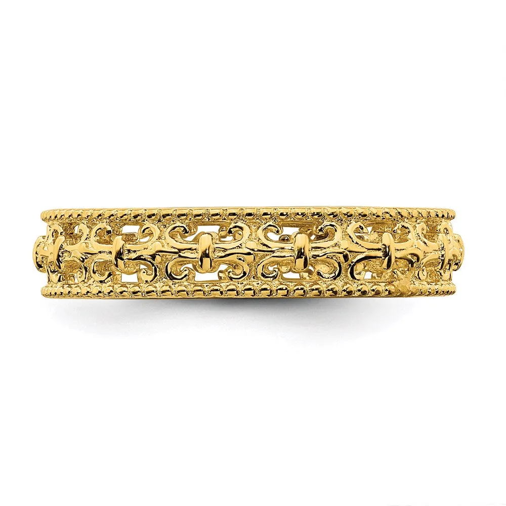 Stackable Expressions Jewelry Sterling Silver Stackable Expressions Gold-plated Carved Band | QSK1669