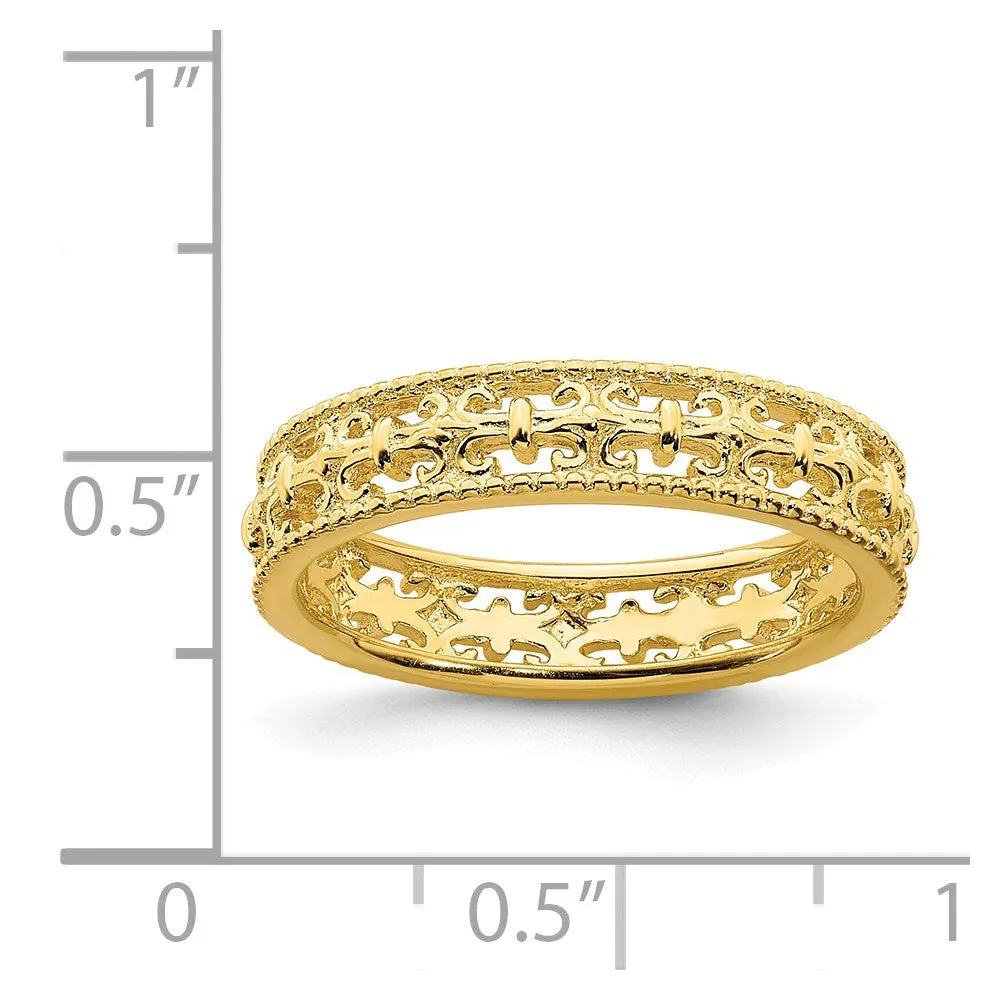 Stackable Expressions Jewelry Sterling Silver Stackable Expressions Gold-plated Carved Band | QSK1669