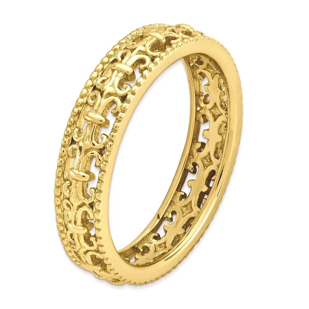 Stackable Expressions Jewelry Sterling Silver Stackable Expressions Gold-plated Carved Band | QSK1669
