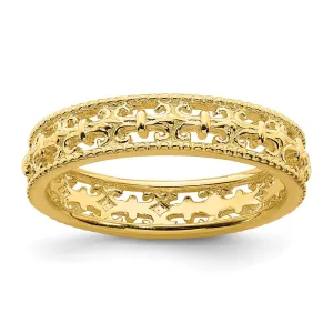 Stackable Expressions Jewelry Sterling Silver Stackable Expressions Gold-plated Carved Band | QSK1669