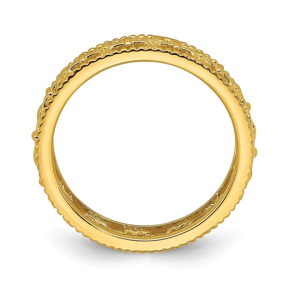 Stackable Expressions Jewelry Sterling Silver Stackable Expressions Gold-plated Carved Band | QSK1669