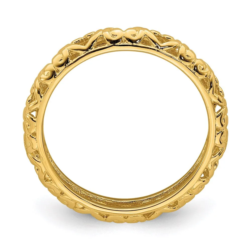 Stackable Expressions Jewelry Sterling Silver Stackable Expressions Gold-plated Carved Ring | QSK1610