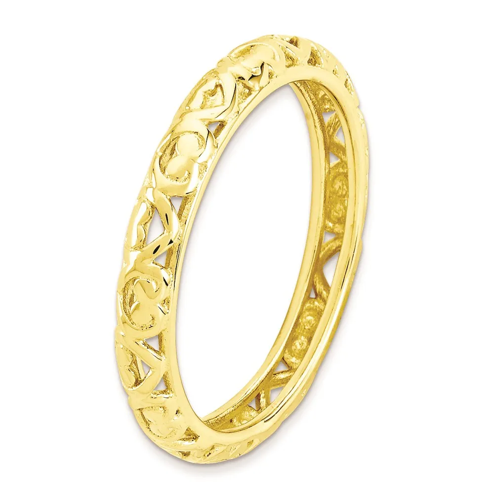 Stackable Expressions Jewelry Sterling Silver Stackable Expressions Gold-plated Carved Ring | QSK1610
