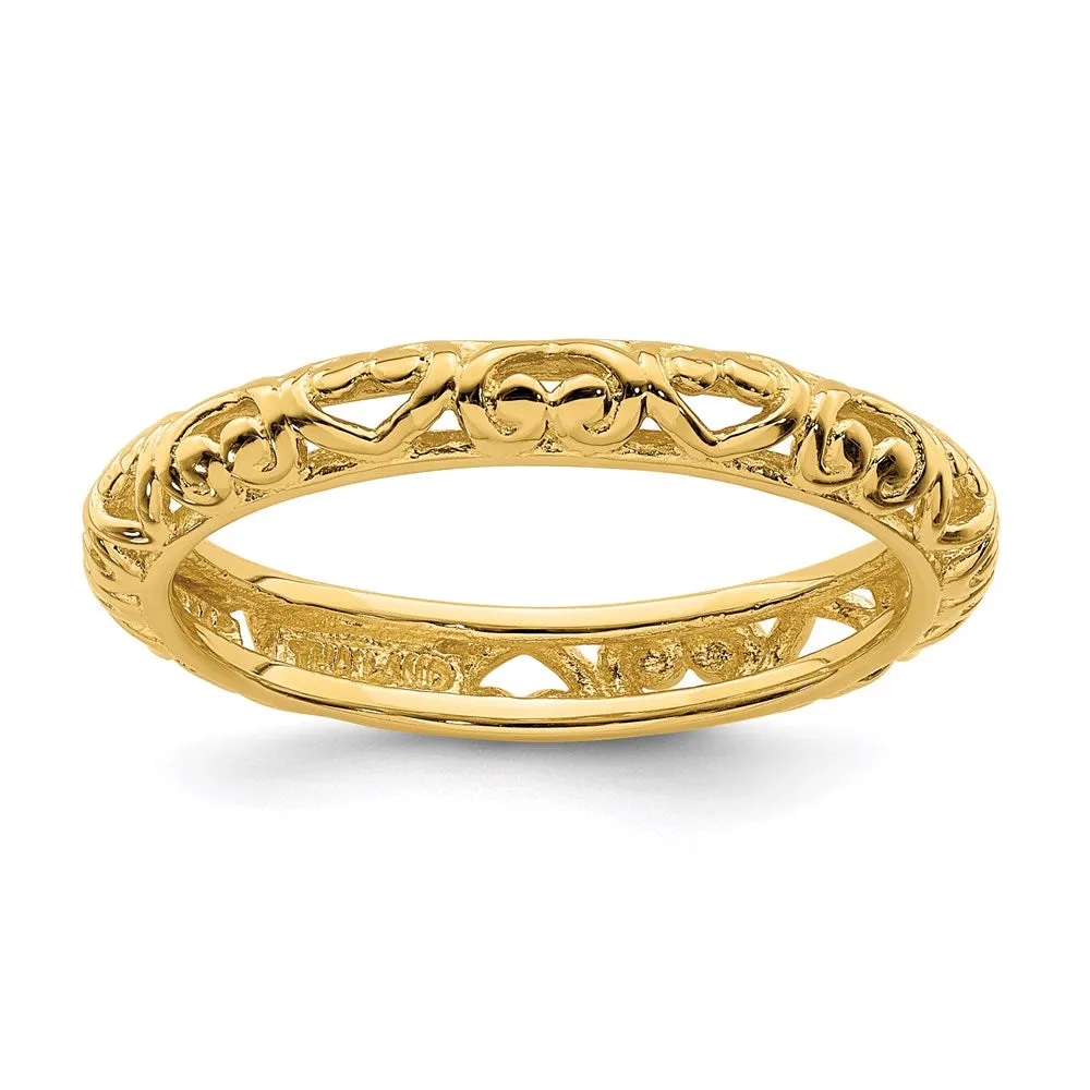 Stackable Expressions Jewelry Sterling Silver Stackable Expressions Gold-plated Carved Ring | QSK1610