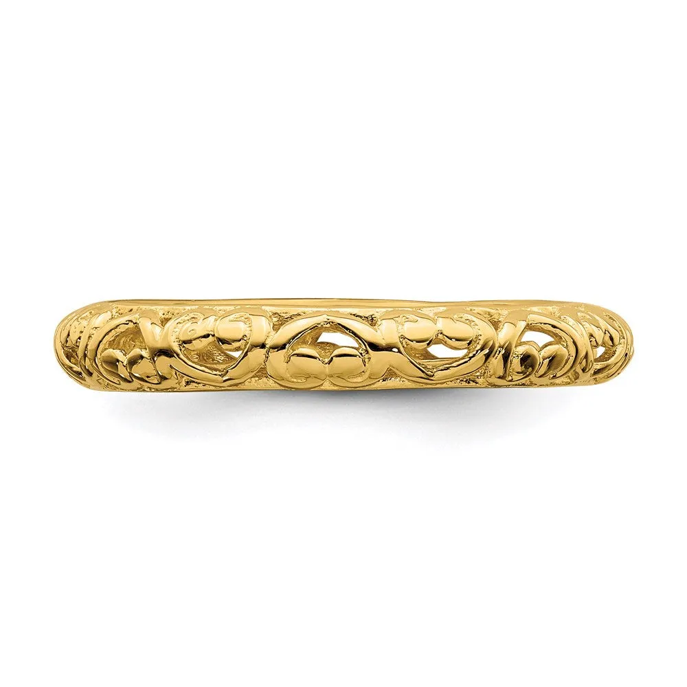 Stackable Expressions Jewelry Sterling Silver Stackable Expressions Gold-plated Carved Ring | QSK1610