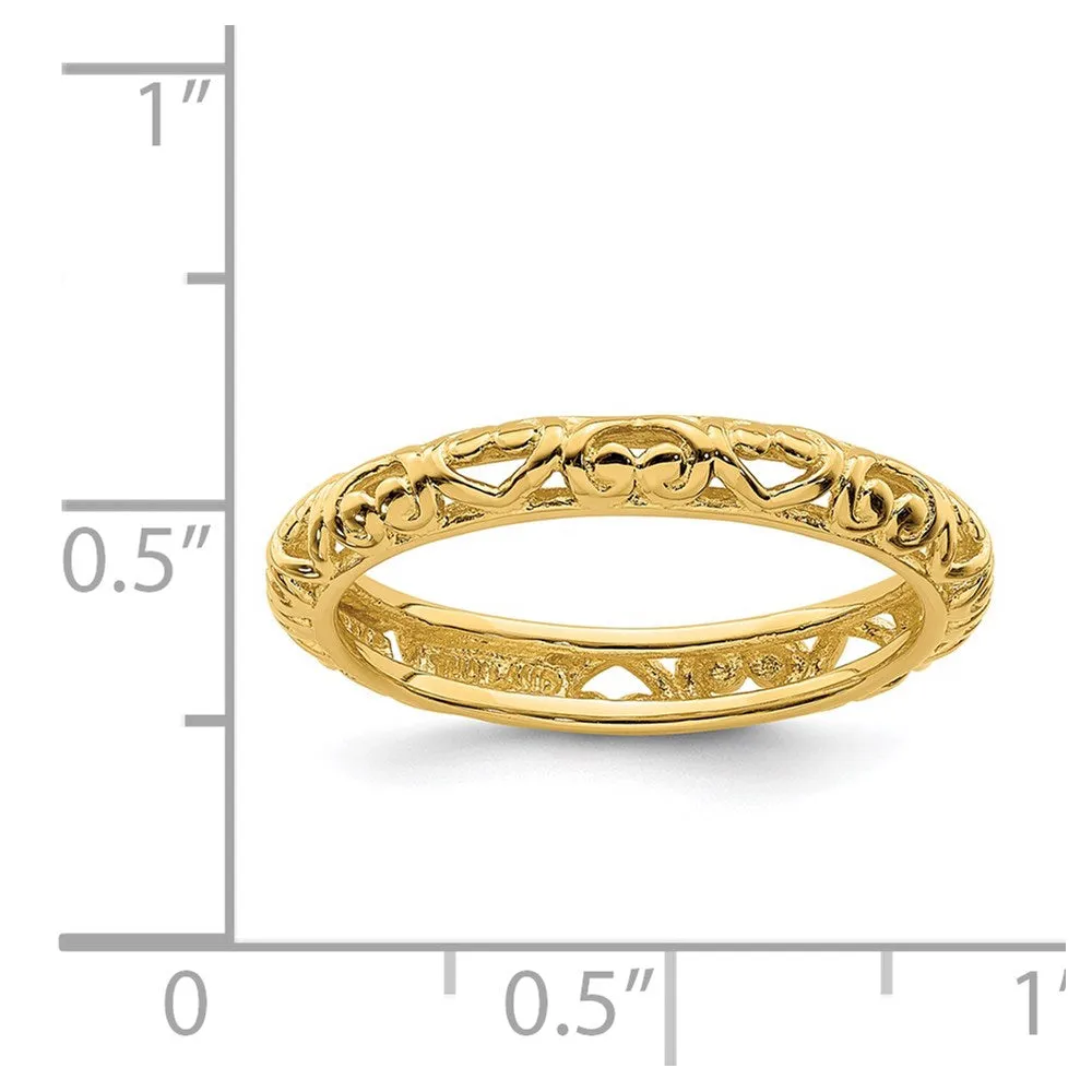 Stackable Expressions Jewelry Sterling Silver Stackable Expressions Gold-plated Carved Ring | QSK1610