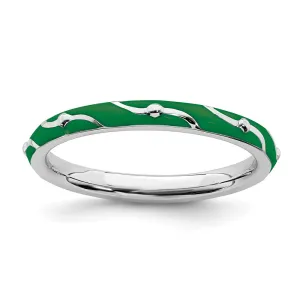 Stackable Expressions Jewelry Sterling Silver Stackable Expressions Green Enamel Ring | QSK1501