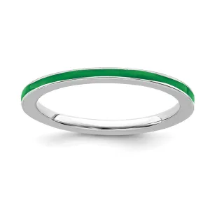 Stackable Expressions Jewelry Sterling Silver Stackable Expressions Green Enameled 1.5mm Ring | QSK135