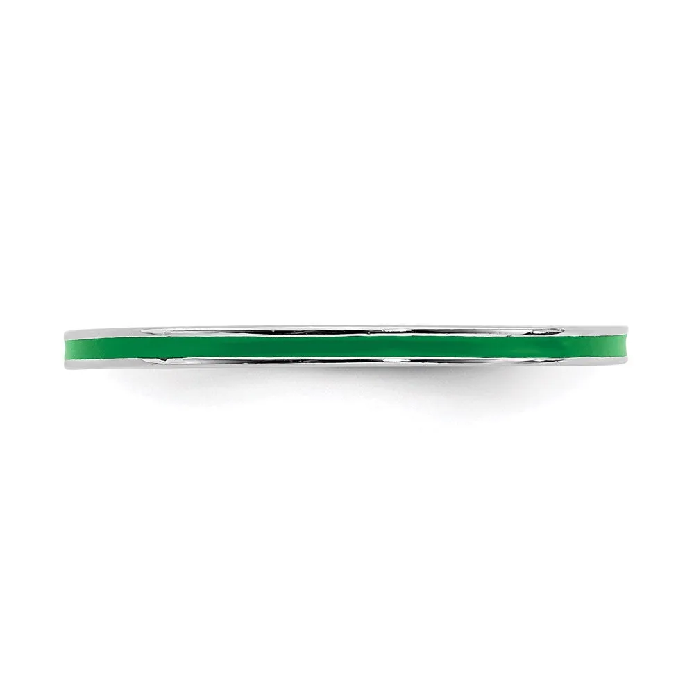 Stackable Expressions Jewelry Sterling Silver Stackable Expressions Green Enameled 1.5mm Ring | QSK135