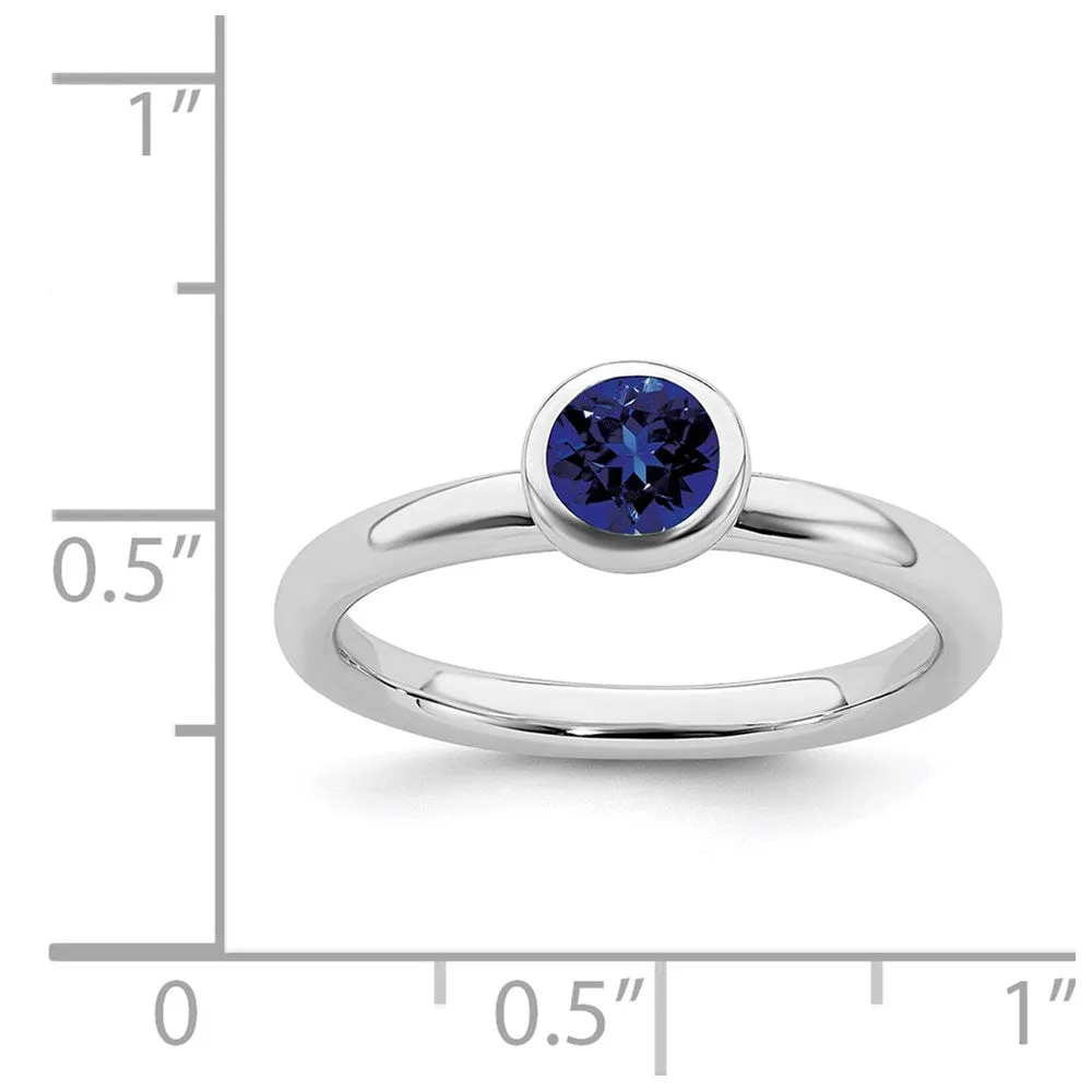 Stackable Expressions Jewelry Sterling Silver Stackable Expressions Low 5mm Round Cr. Sapphire Ring | QSK516