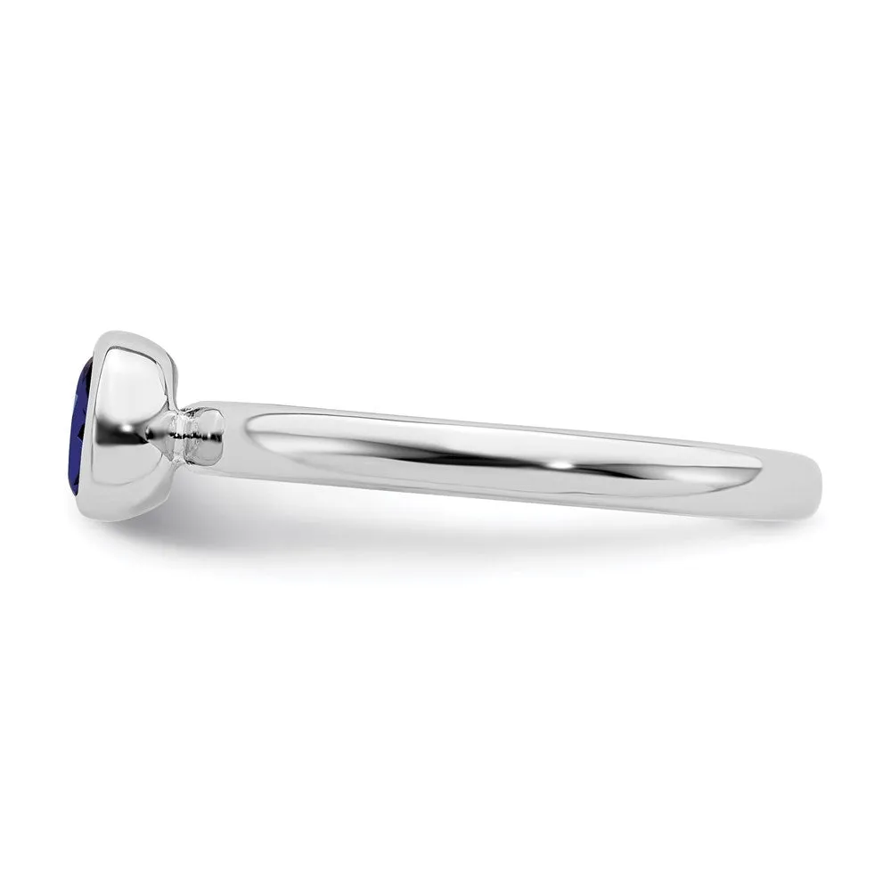 Stackable Expressions Jewelry Sterling Silver Stackable Expressions Low 5mm Round Cr. Sapphire Ring | QSK516