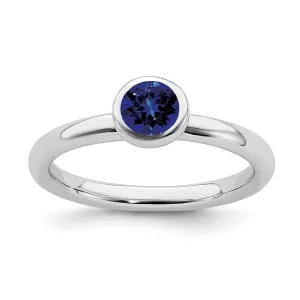 Stackable Expressions Jewelry Sterling Silver Stackable Expressions Low 5mm Round Cr. Sapphire Ring | QSK516