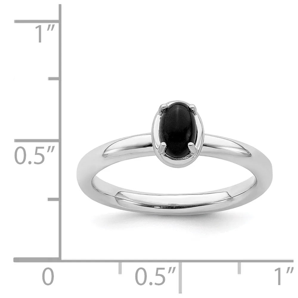 Stackable Expressions Jewelry Sterling Silver Stackable Expressions Onyx Polished Ring | QSK902