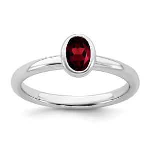 Stackable Expressions Jewelry Sterling Silver Stackable Expressions Oval Garnet Ring | QSK434
