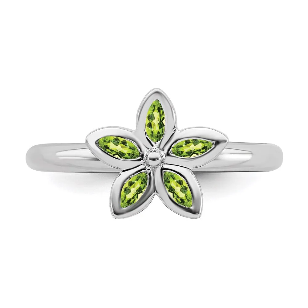 Stackable Expressions Jewelry Sterling Silver Stackable Expressions Peridot Flower Ring | QSK491