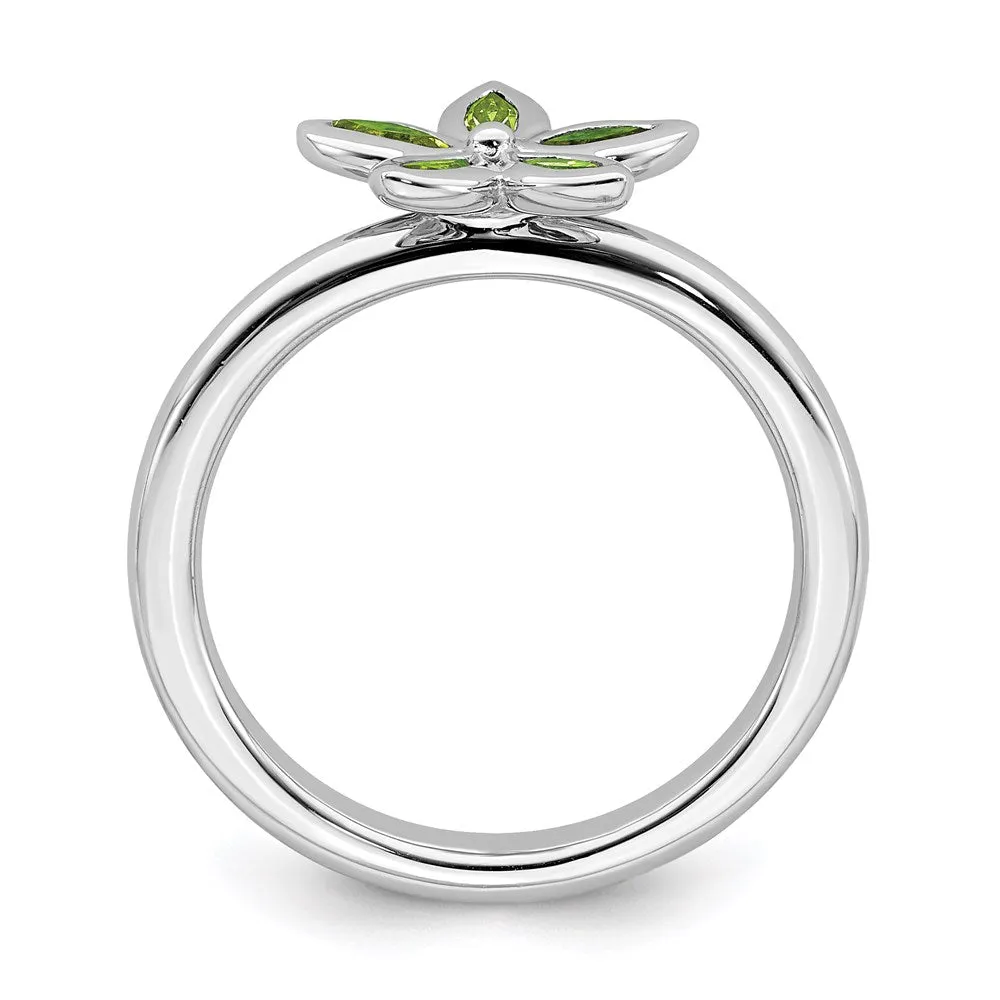 Stackable Expressions Jewelry Sterling Silver Stackable Expressions Peridot Flower Ring | QSK491
