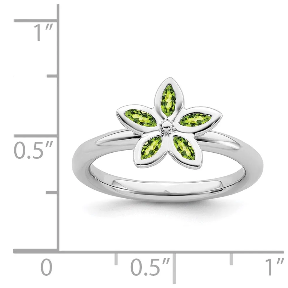Stackable Expressions Jewelry Sterling Silver Stackable Expressions Peridot Flower Ring | QSK491